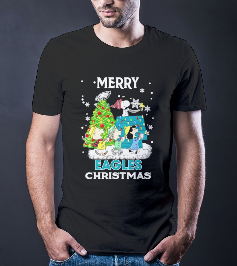 Merry Peanuts Eagles Christmas Holiday T-Shirt