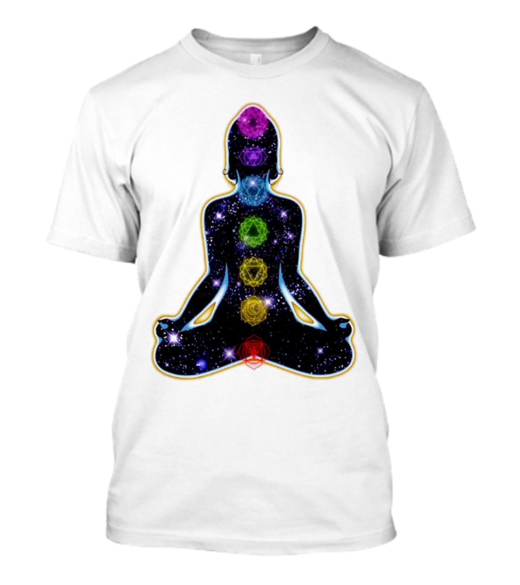 Rainbow Chakras Galaxy Meditation Christmas T-Shirt