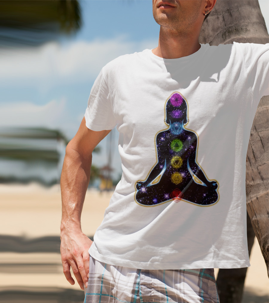 Rainbow Chakras Galaxy Meditation Christmas T-Shirt