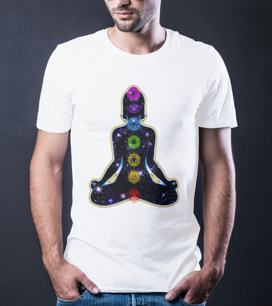 Rainbow Chakras Galaxy Meditation Christmas T-Shirt