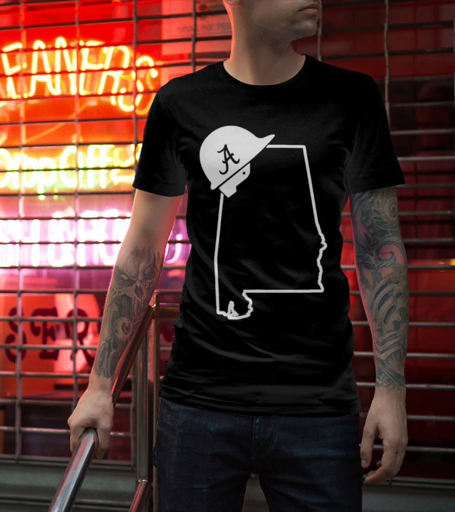 Alabama State Outline With A Logo Helmet Design New T-Shirt