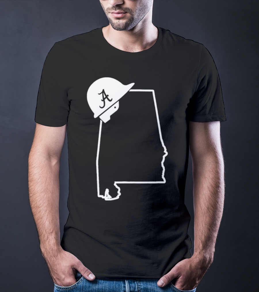 Alabama State Outline With A Logo Helmet Design New T-Shirt