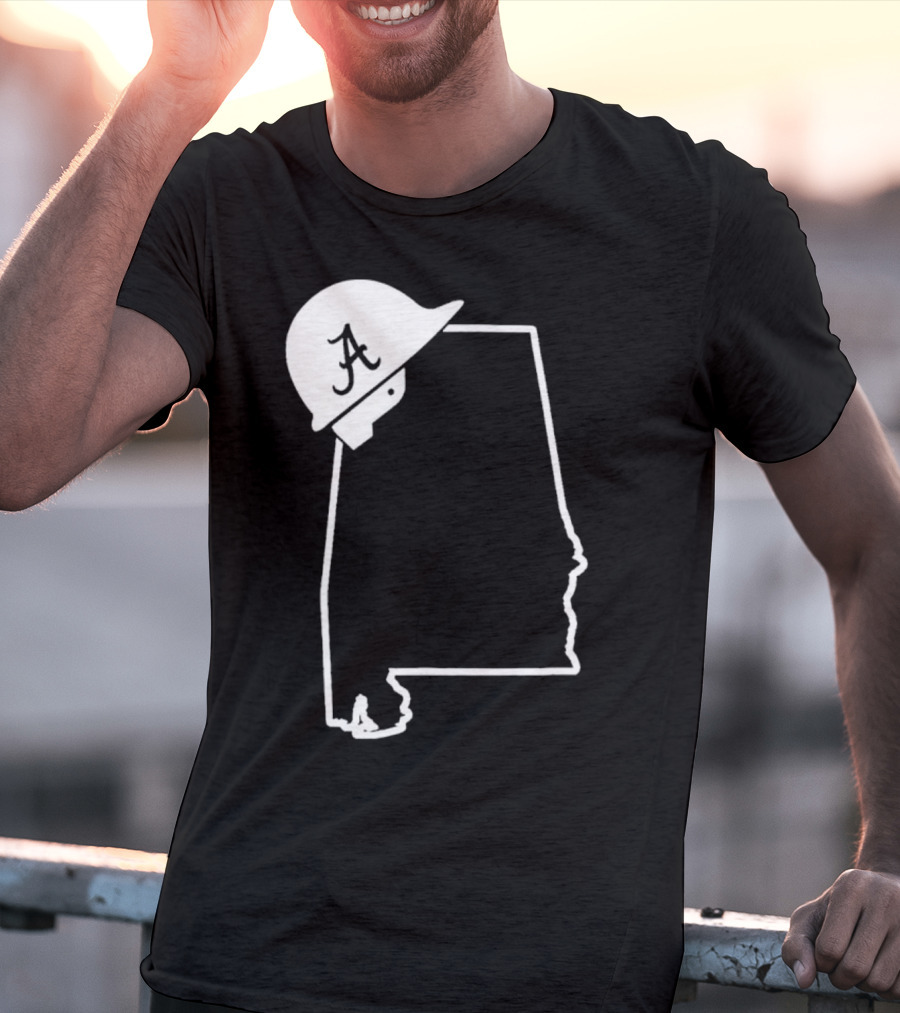 Alabama State Outline With A Logo Helmet Design New T-Shirt