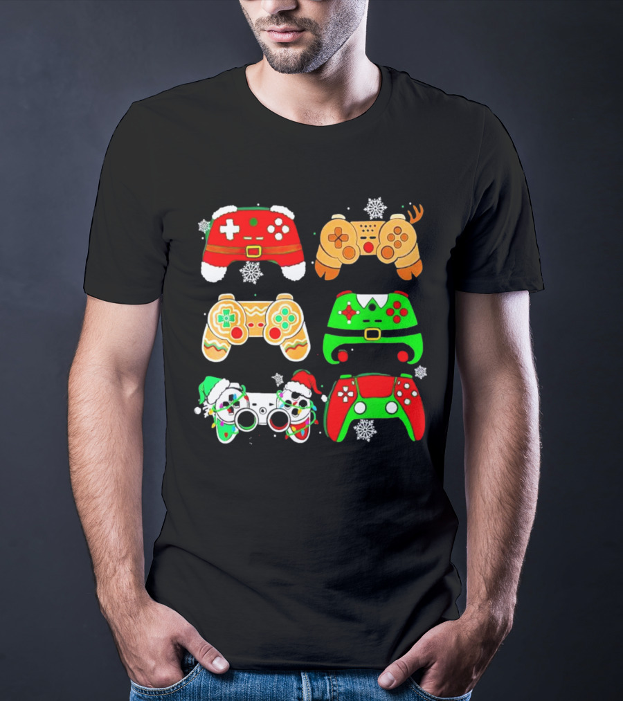 Santa Elf Gaming Controllers Christmas Gamer Holiday T-Shirt