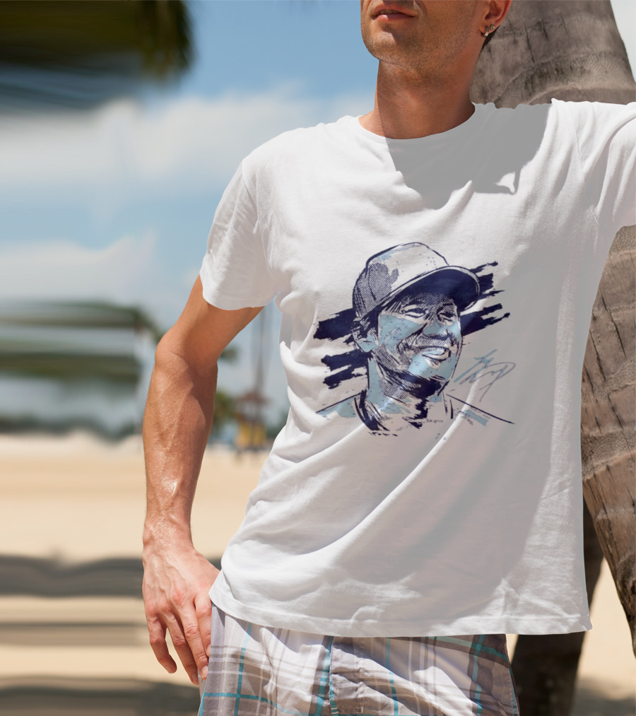 Shohei Ohtani Sketch Portrait Blue Brushstroke T-Shirt