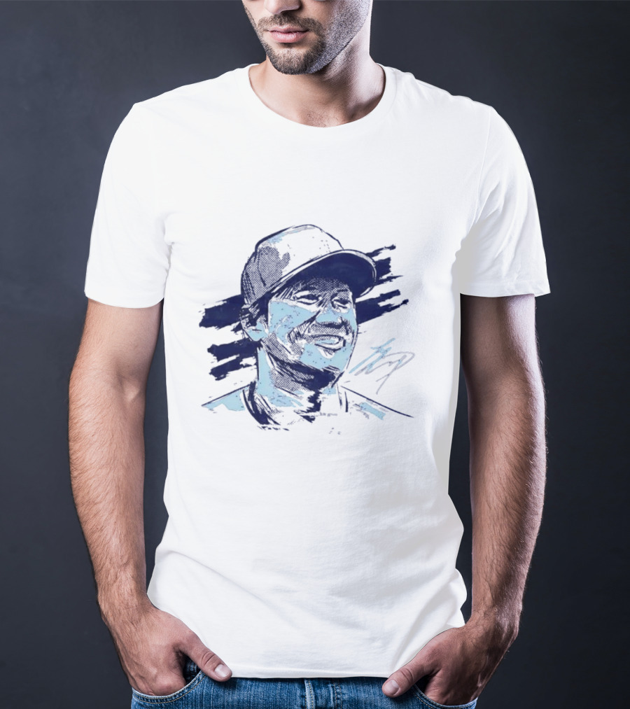 Shohei Ohtani Sketch Portrait Blue Brushstroke T-Shirt
