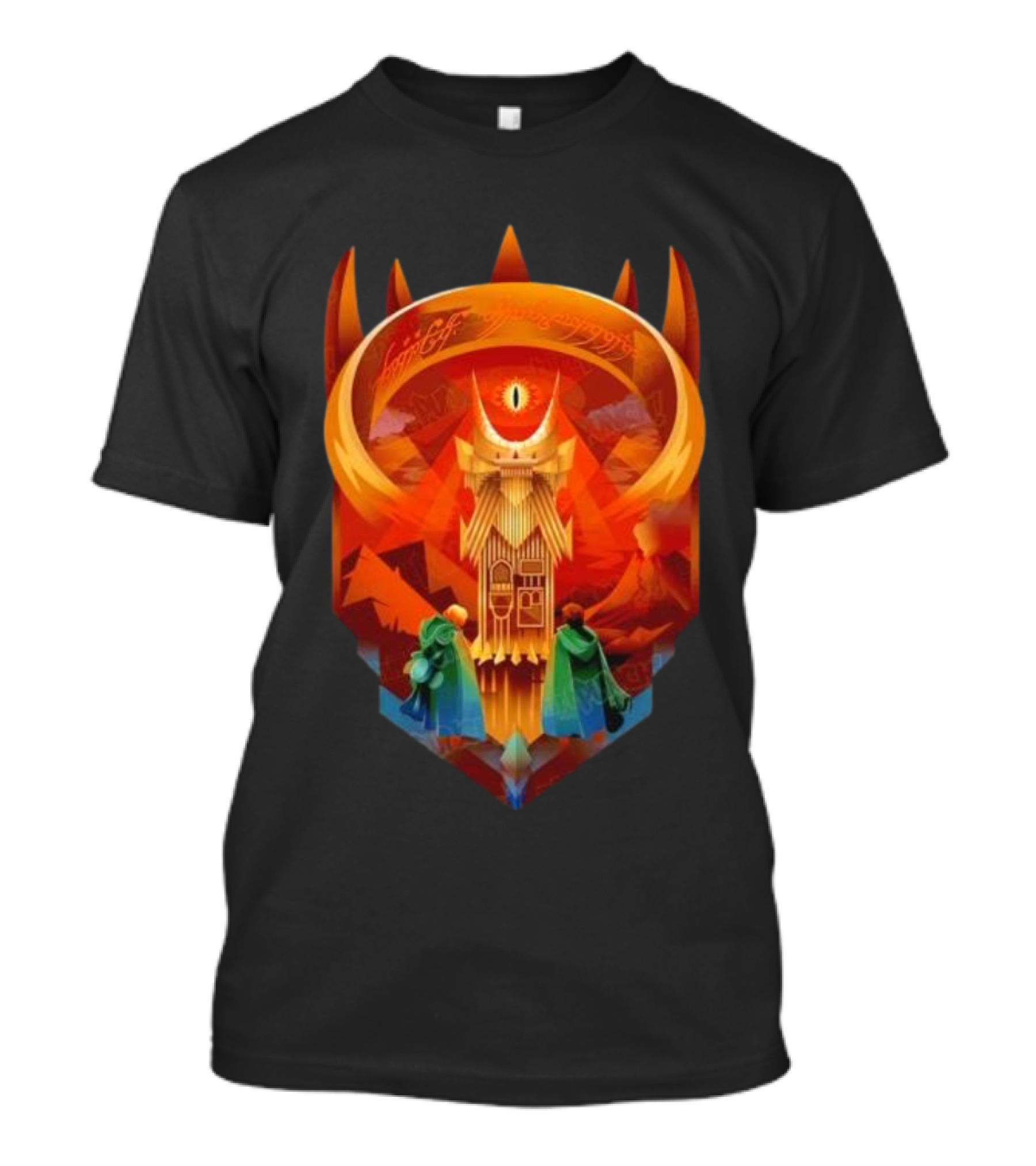 The Dark Fortress Of Mordor - Art Deco Eye Of Sauron Adventure T-Shirt