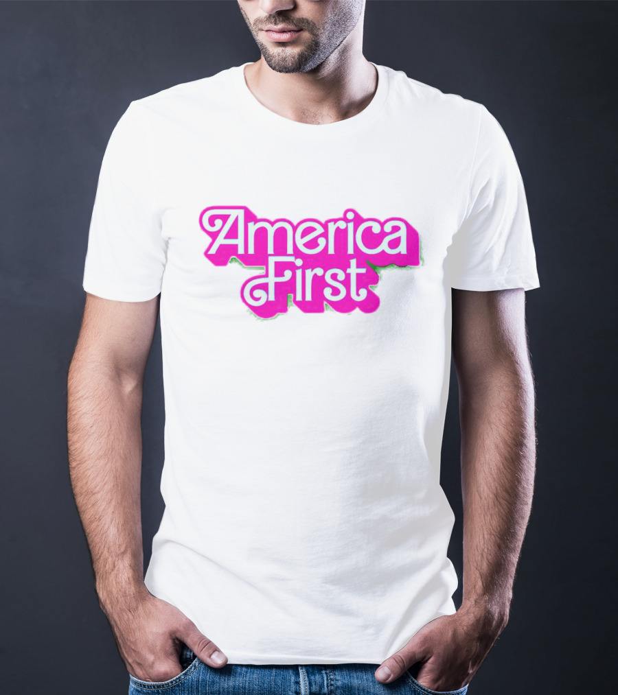 America First Barbie Style Pink Font T-Shirt