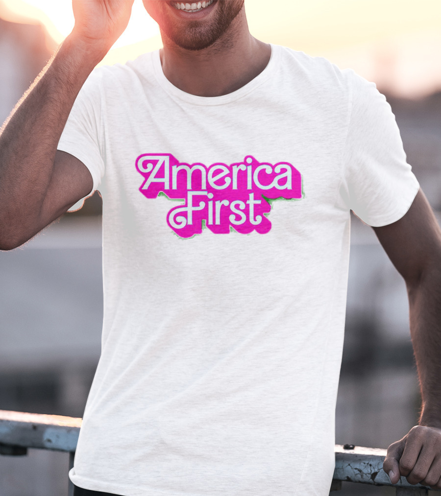 America First Barbie Style Pink Font T-Shirt