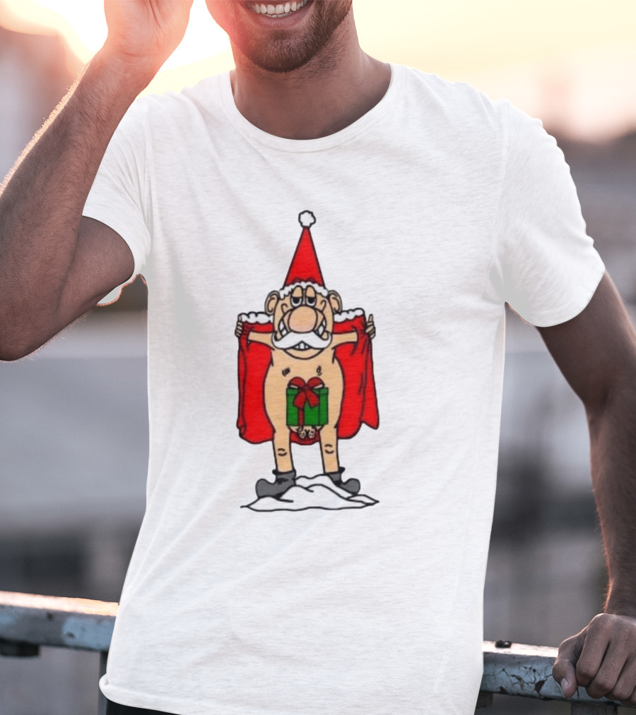 Christmas Santa Gnome With Naughty Gift And Hat T-Shirt