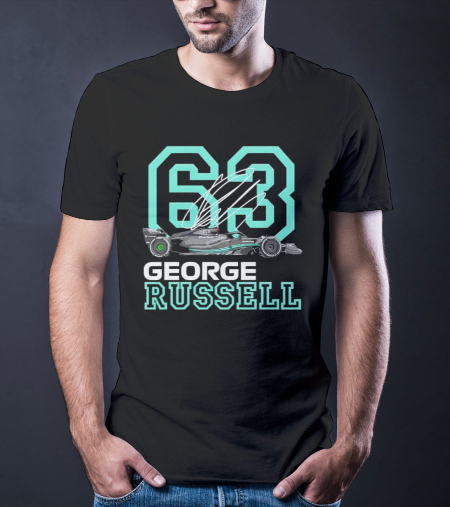 George Russell 63 Signature Formula 1 Car Racing T-Shirt
