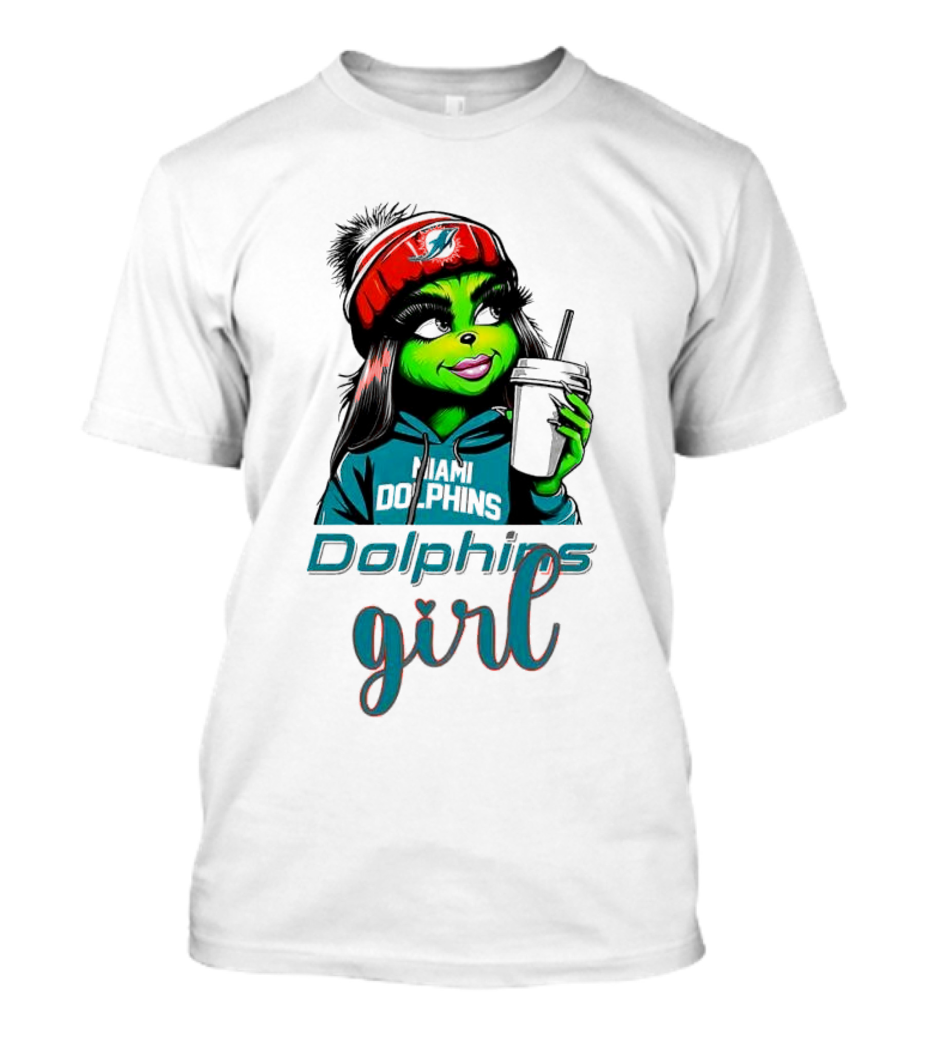 Miami Dolphins Grinch Drink Girl T-Shirt