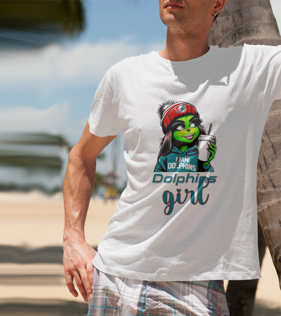 Miami Dolphins Grinch Drink Girl T-Shirt