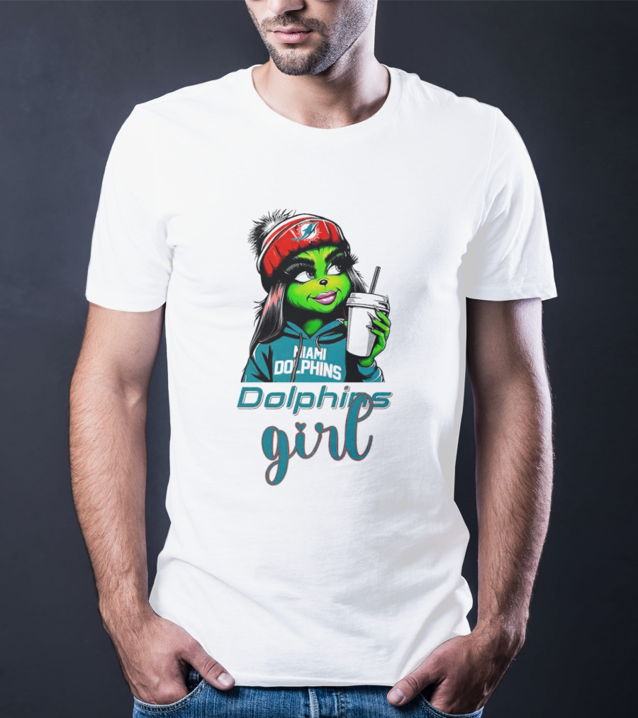 Miami Dolphins Grinch Drink Girl T-Shirt