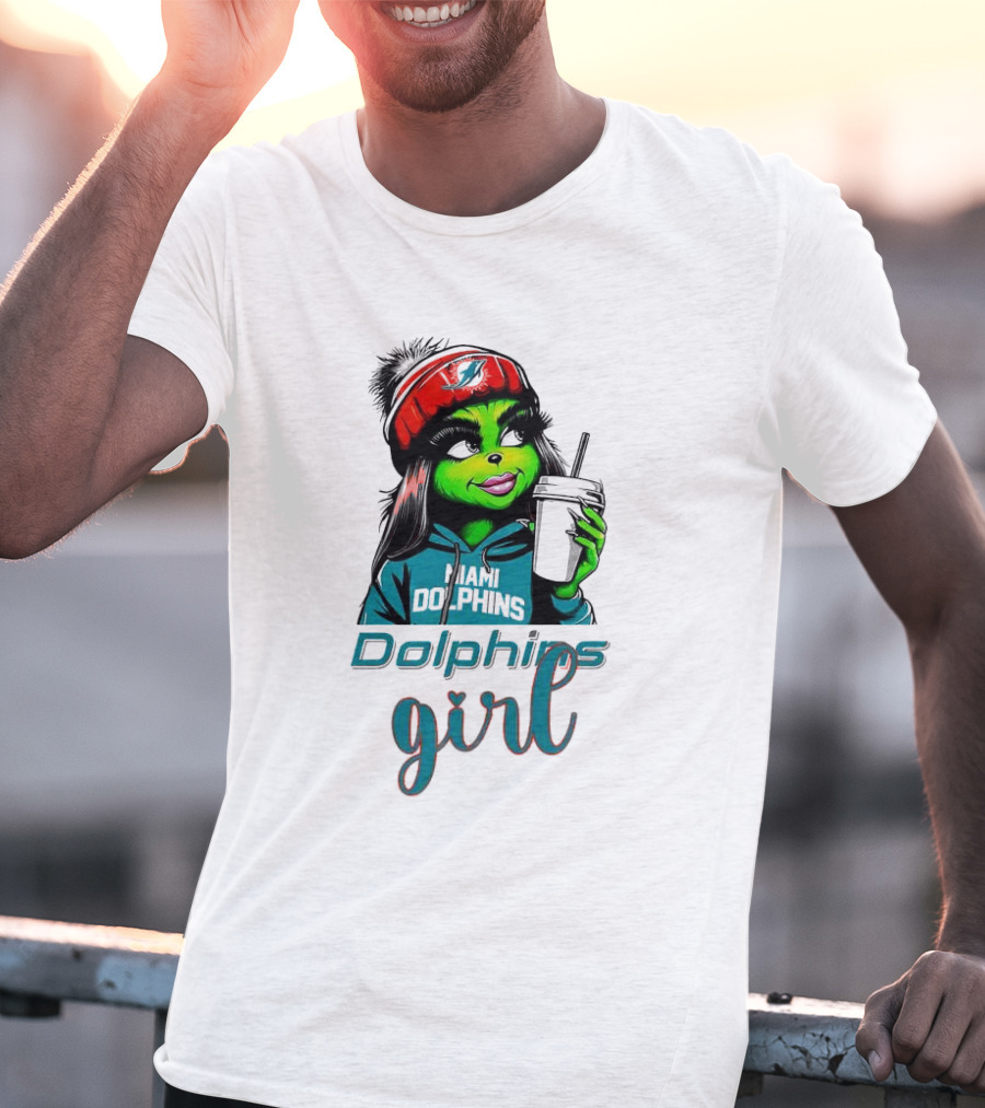 Miami Dolphins Grinch Drink Girl T-Shirt
