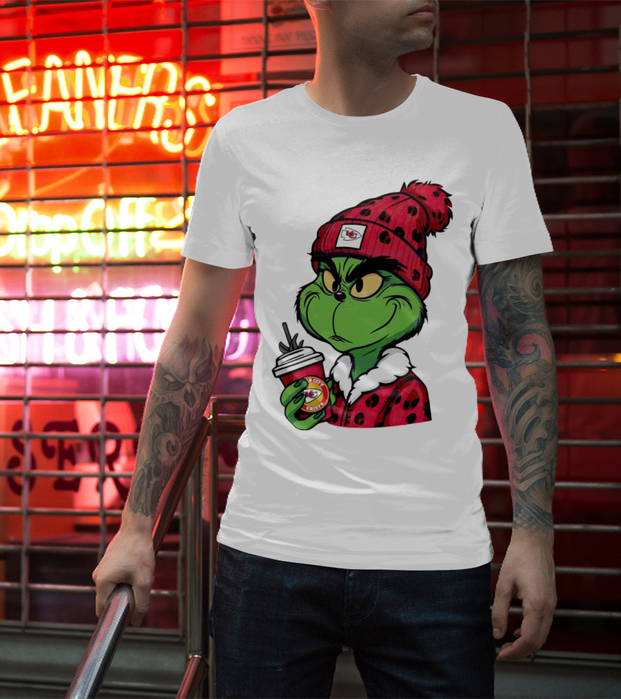 Grinch Kansas City Chiefs Leopard Print Coffee Cup T-Shirt