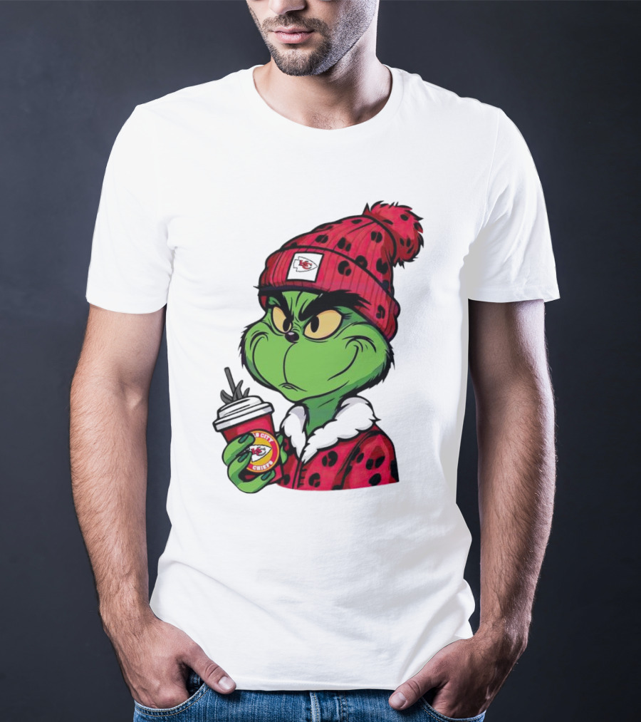 Grinch Kansas City Chiefs Leopard Print Coffee Cup T-Shirt