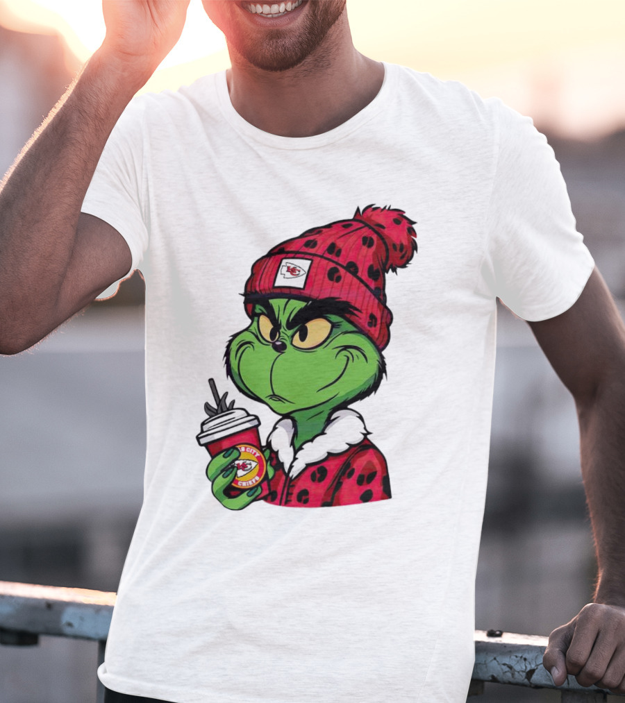 Grinch Kansas City Chiefs Leopard Print Coffee Cup T-Shirt
