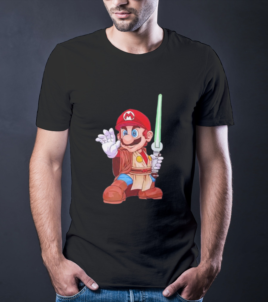 Mario Jedi Star Wars Crossover With Lightsaber T-Shirt