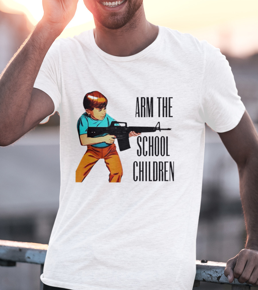 Arm The School Children Vintage Style Boy With Rifle T-Shirt