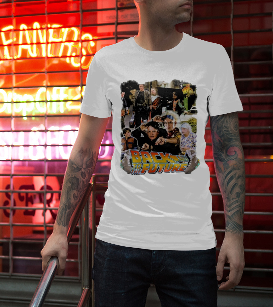 Back To The Future Movie Collage Iconic Characters And Scenes T-Shirt