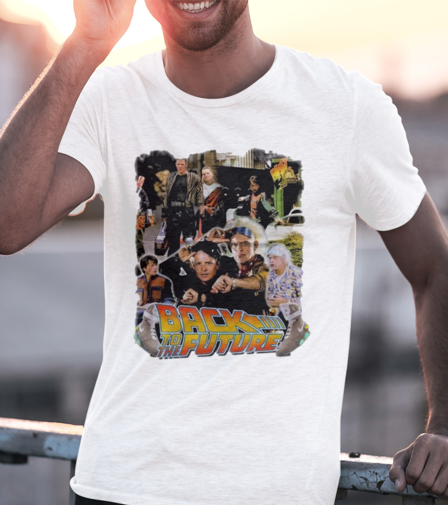 Back To The Future Movie Collage Iconic Characters And Scenes T-Shirt