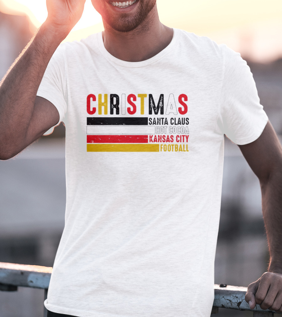 Christmas Santa Claus Hot Cocoa Kansas City Football T-Shirt