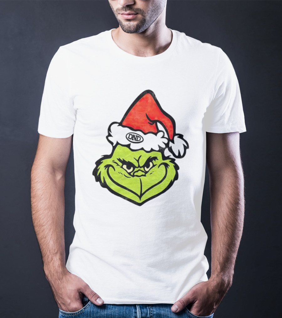 Grinch Christmas DND Santa Hat Image T-Shirt