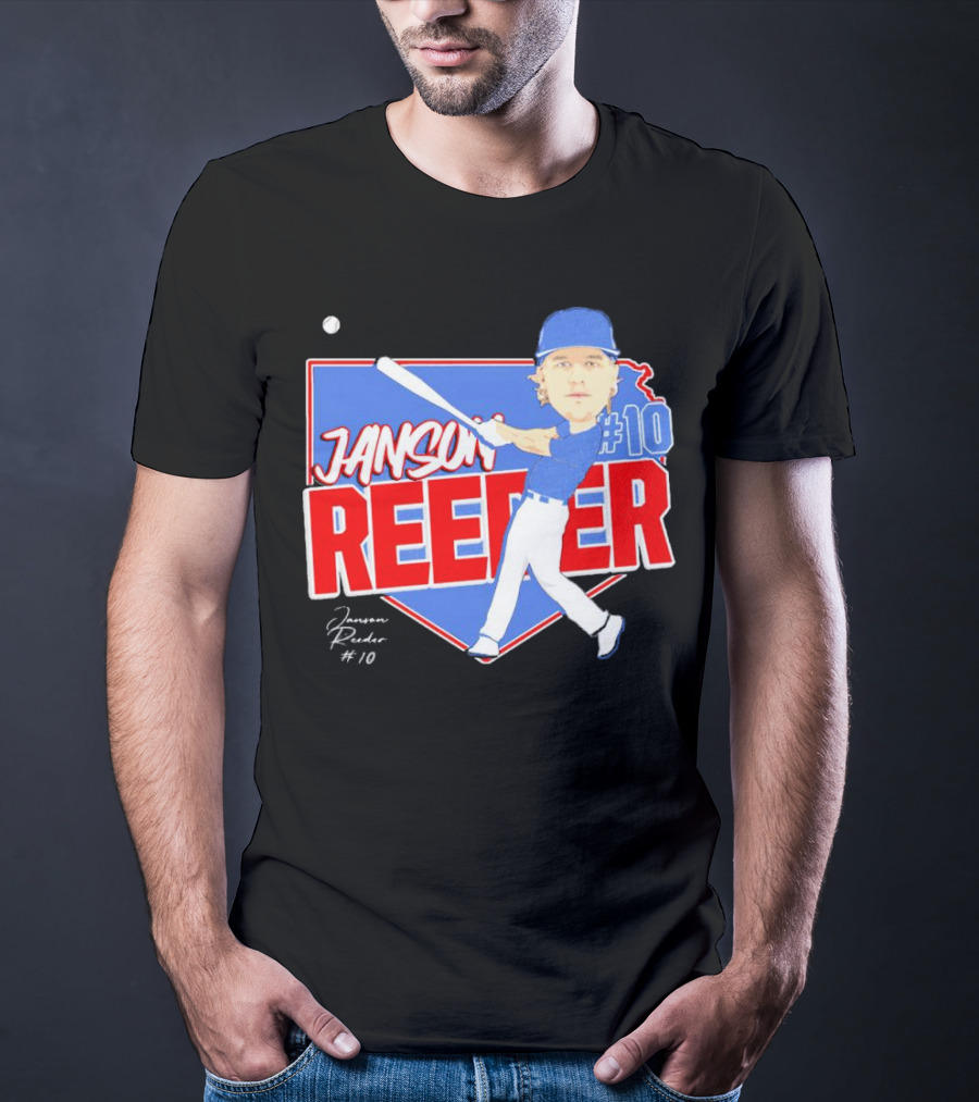 Janson Reeder #10 Baseball Cartoon Map Signature T-Shirt