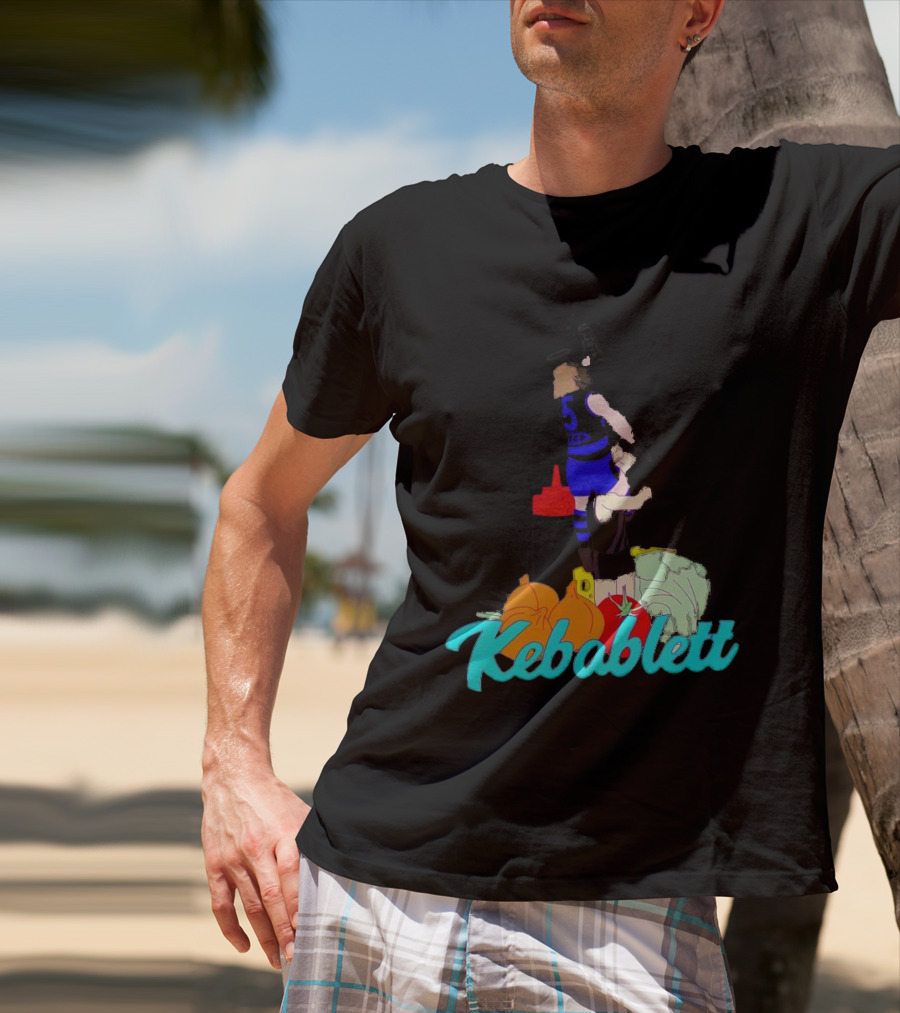 Kebablett Jumping Sports Cartoon With Ingredients T-Shirt