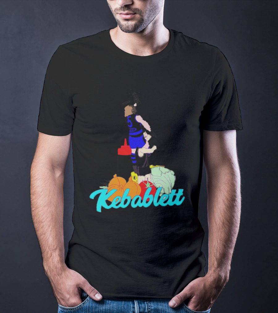 Kebablett Jumping Sports Cartoon With Ingredients T-Shirt