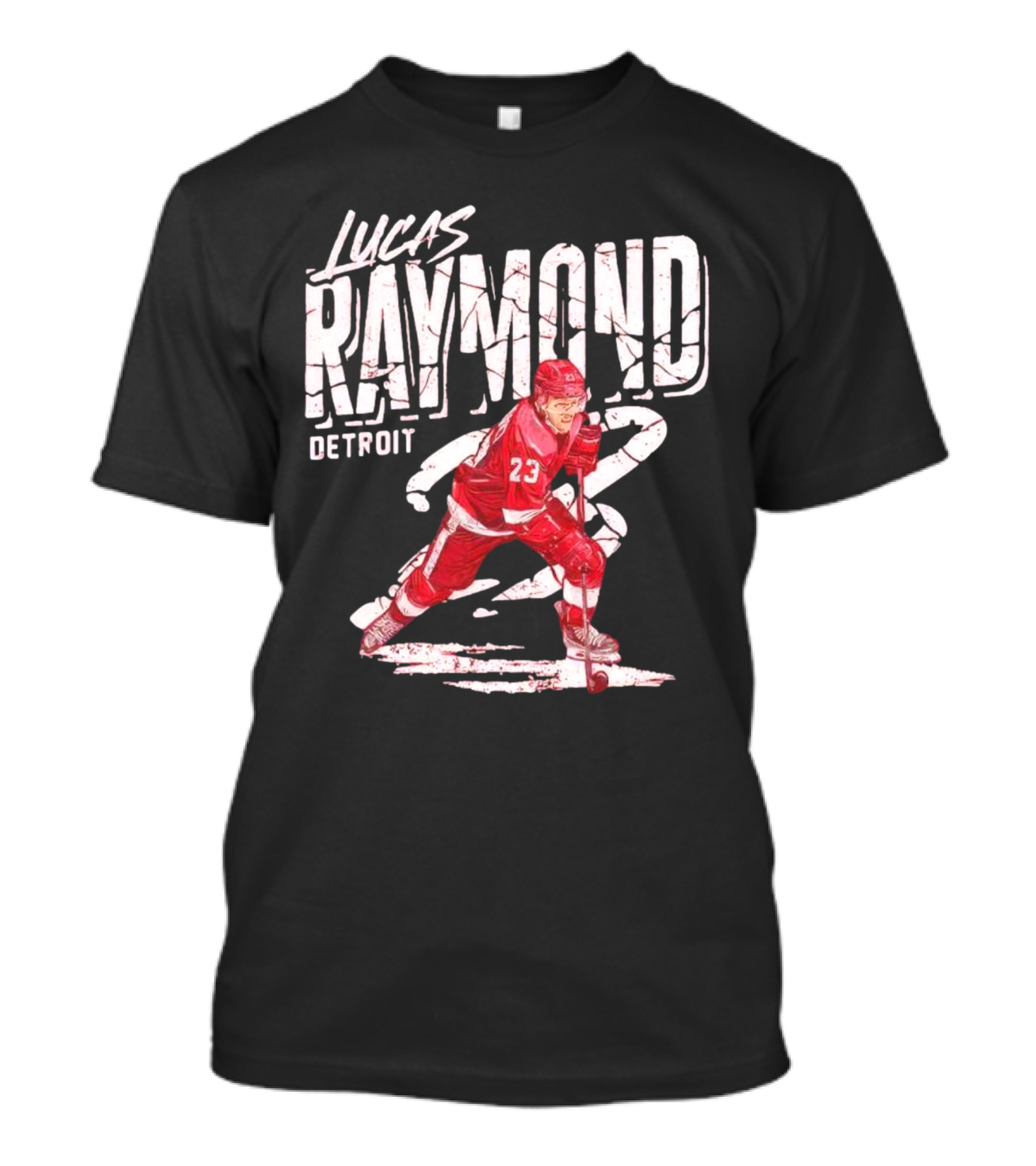 Lucas Raymond Detroit Hockey Player 23 Dynamic Action T-Shirt