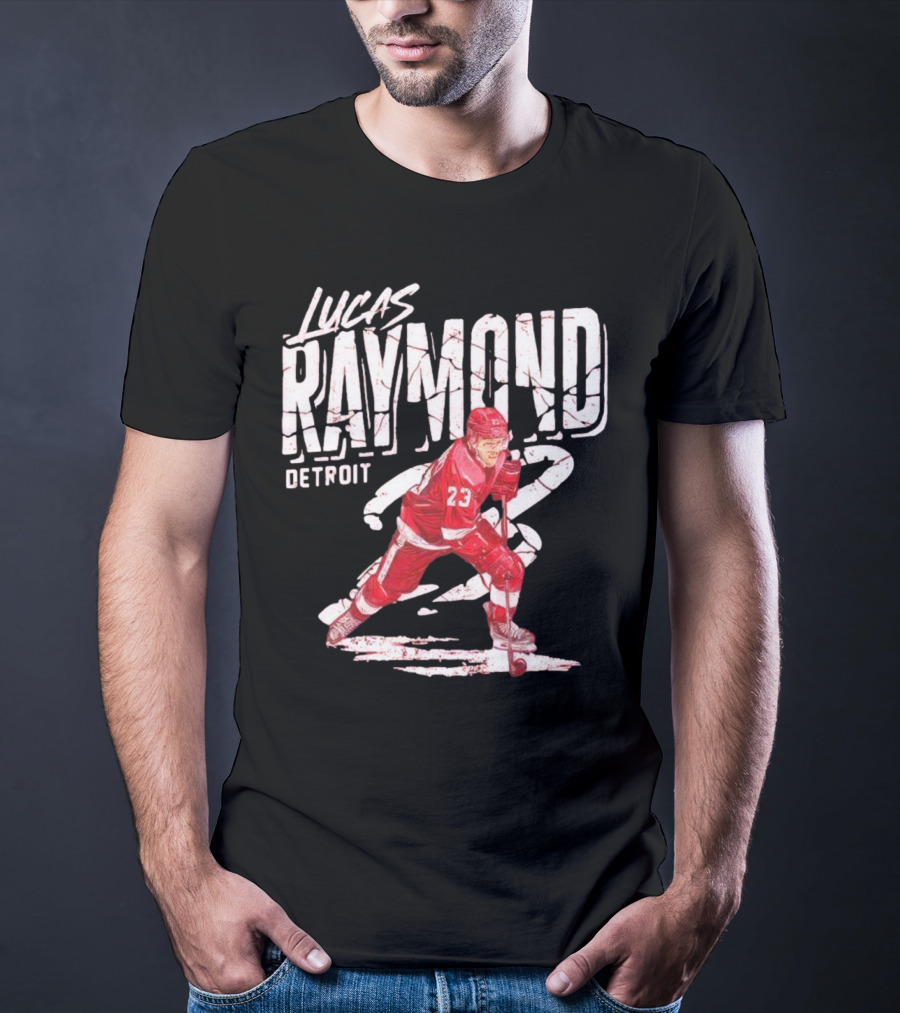 Lucas Raymond Detroit Hockey Player 23 Dynamic Action T-Shirt
