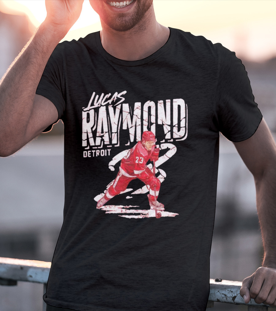Lucas Raymond Detroit Hockey Player 23 Dynamic Action T-Shirt