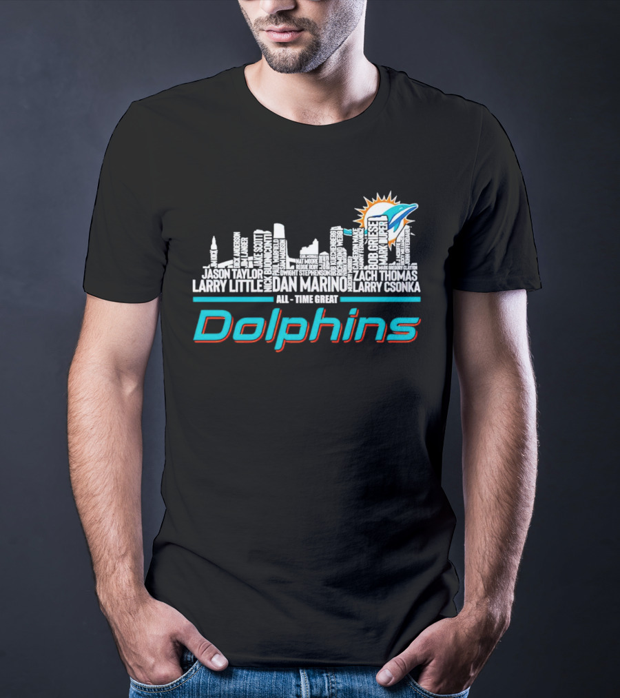 Miami Dolphins Dan Marino Larry Csonka Larry Little Legends All-Time Great City Names T-Shirt
