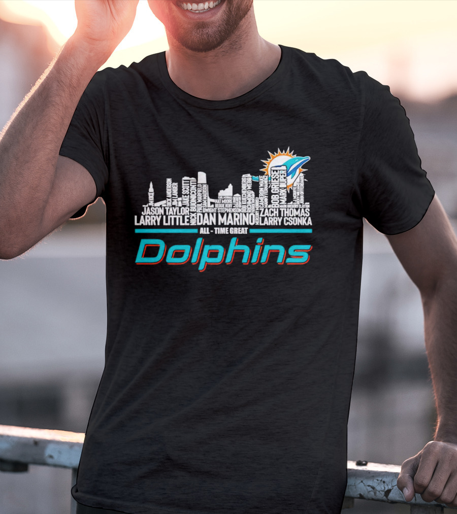 Miami Dolphins Dan Marino Larry Csonka Larry Little Legends All-Time Great City Names T-Shirt