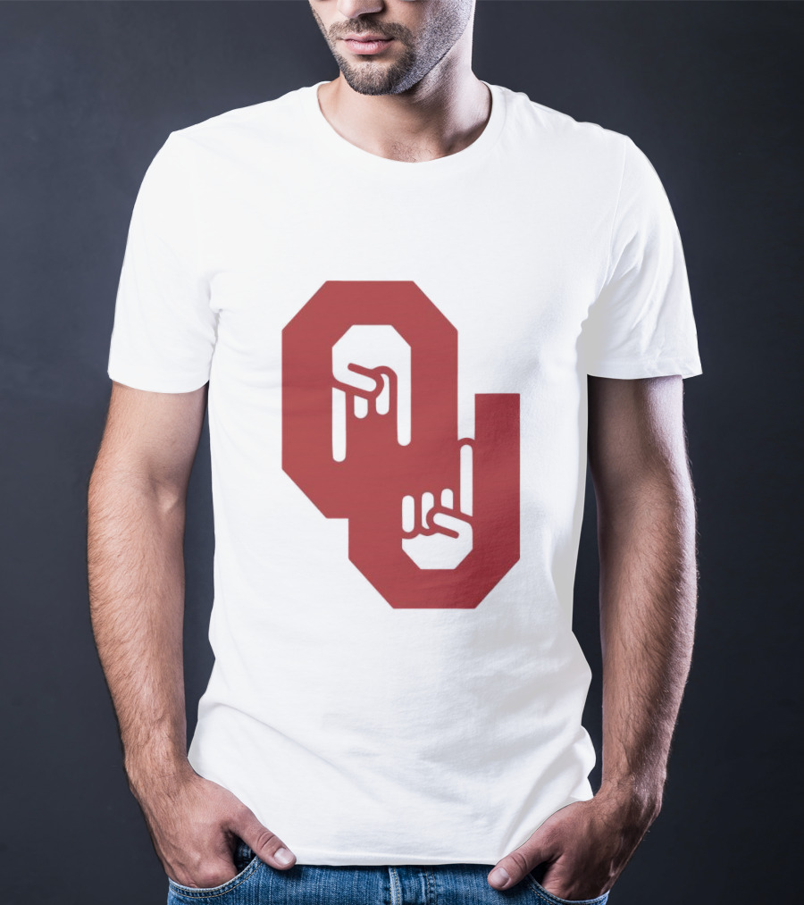 Oklahoma Sooners Logo With Horns Down Hand Gesture T-Shirt