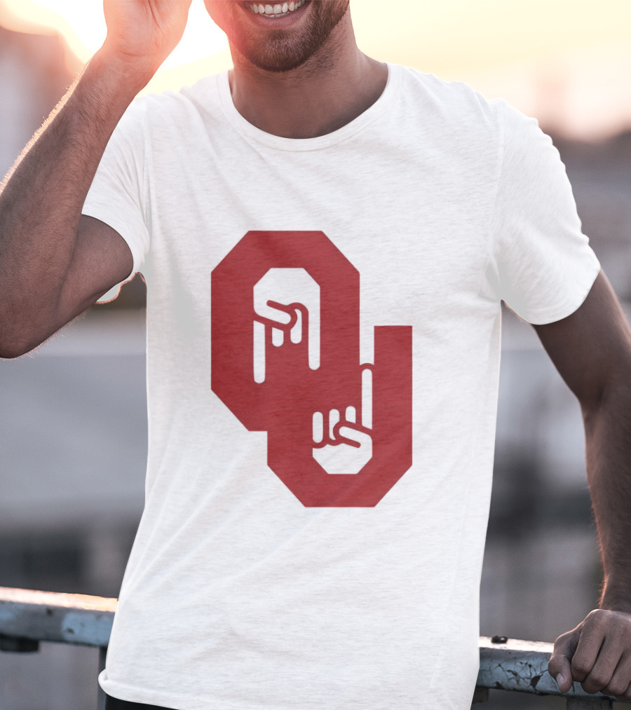 Oklahoma Sooners Logo With Horns Down Hand Gesture T-Shirt