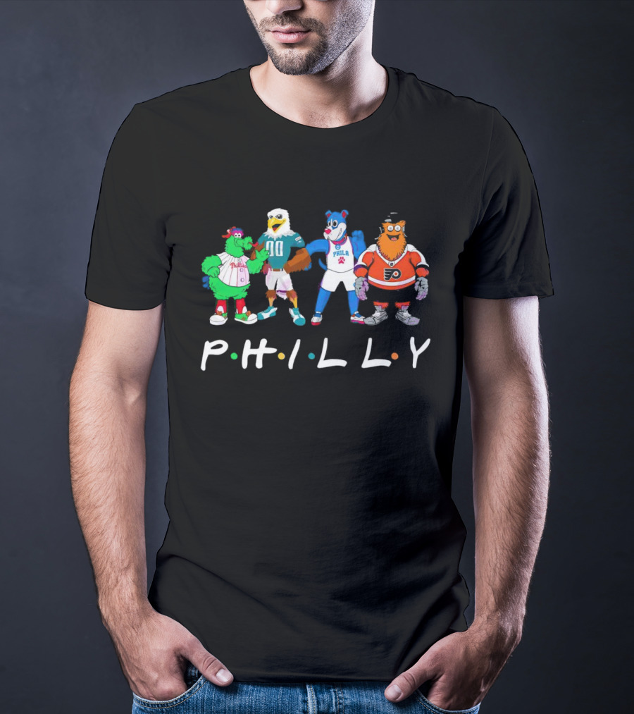 PHILLY Sports Mascots Phillies Eagles 76ers Flyers T-Shirt