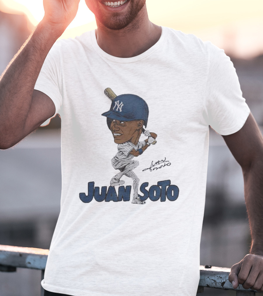 Yankees Juan Soto Baseball Caricature Signature T-Shirt