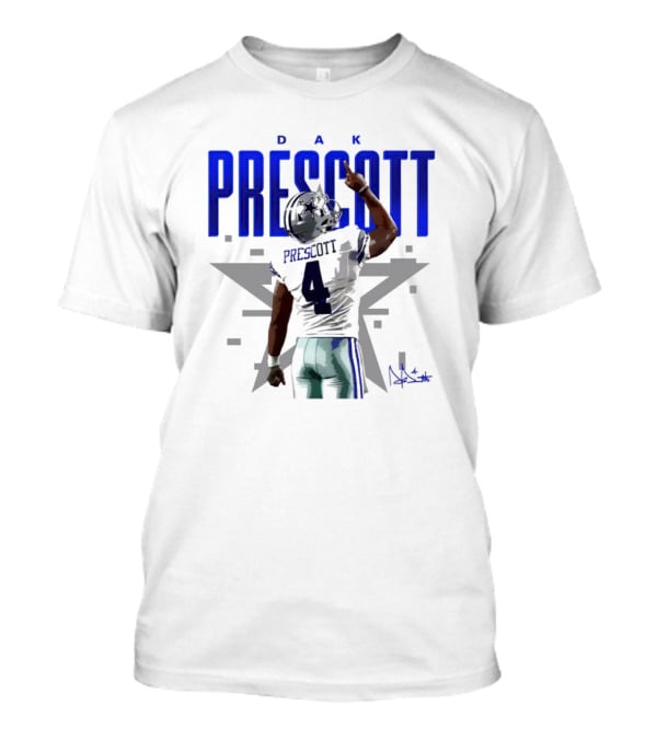 Dak Prescott Dallas Cowboys Number 4 Signature Star T-Shirt