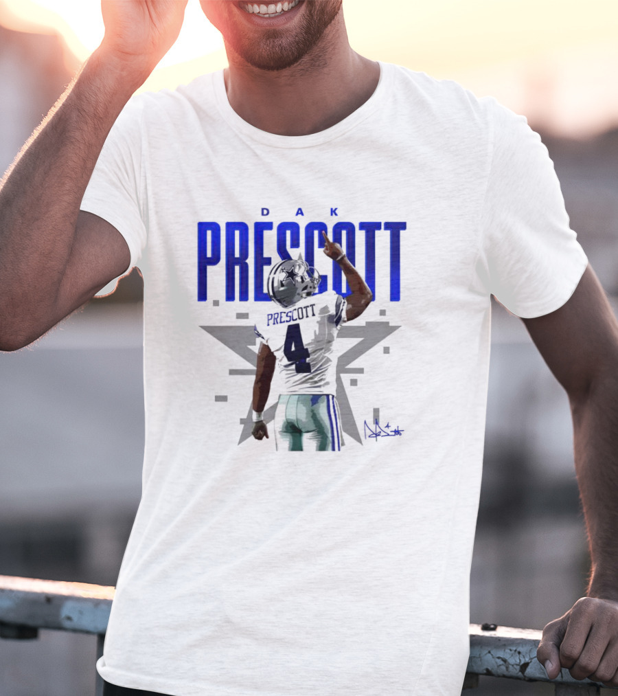 Dak Prescott Dallas Cowboys Number 4 Signature Star T-Shirt