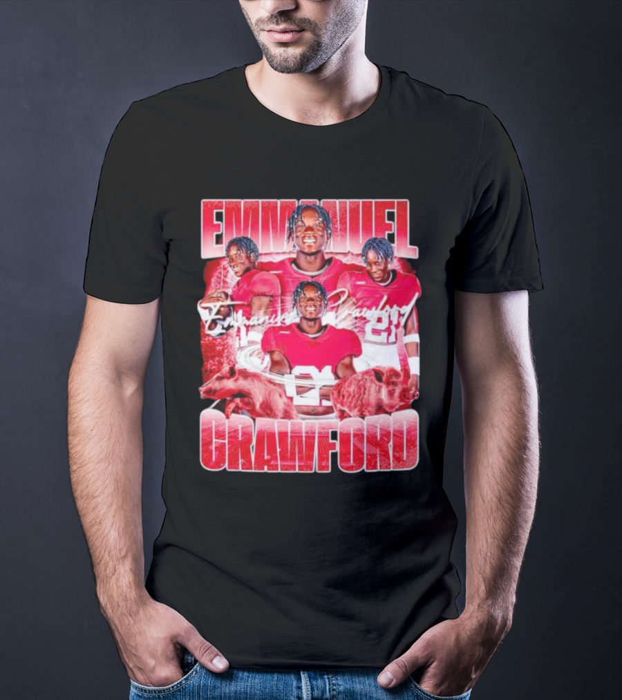 Emmanuel Crawford Arkansas Razorbacks Football Vintage Retro Collage T-Shirt