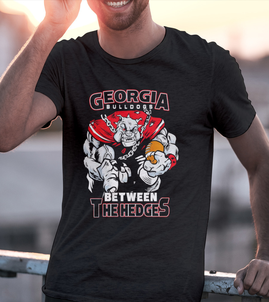 Georgia Bulldogs Between The Hedges Bulldogs Mascot Football T-Shirt