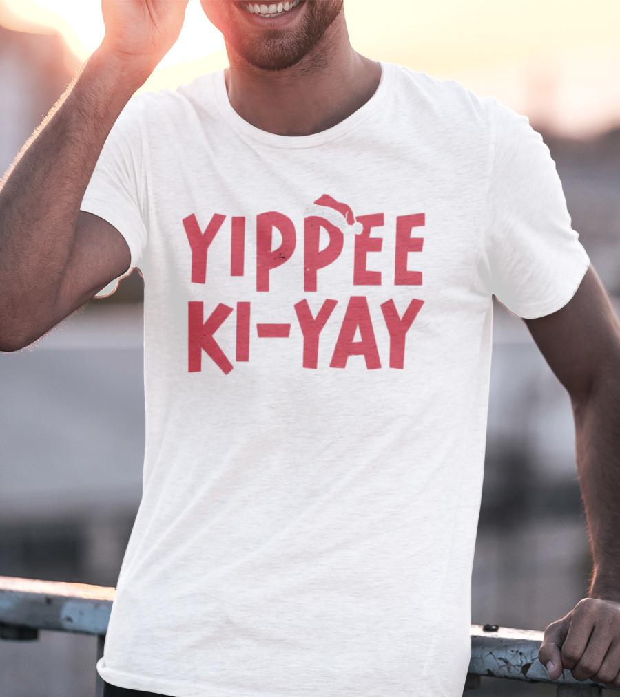 Yippee Ki-Yay Christmas Holiday Santa Hat T-Shirt