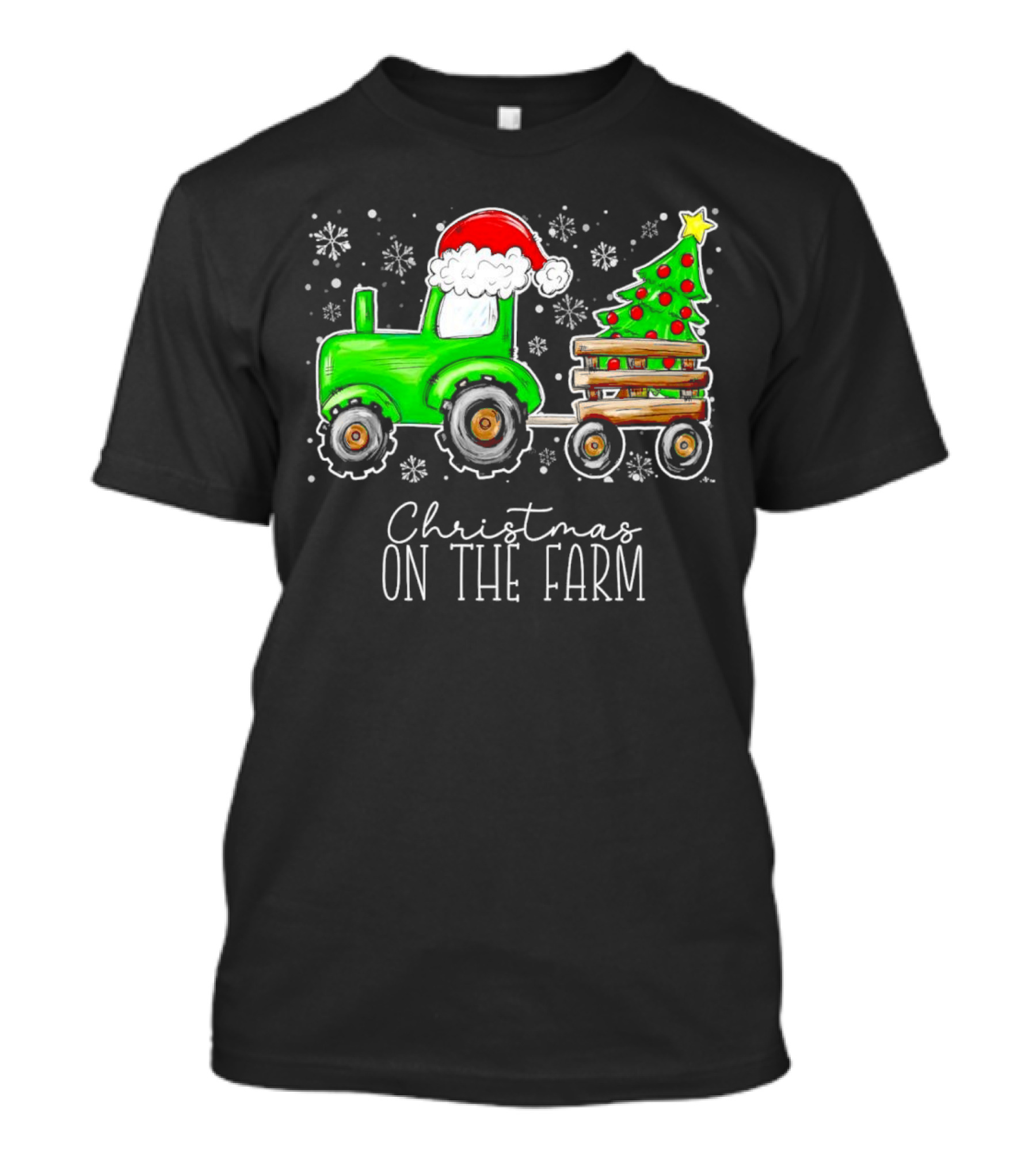 Christmas On The Farm Tractor Trailer Christmas Tree T-Shirt