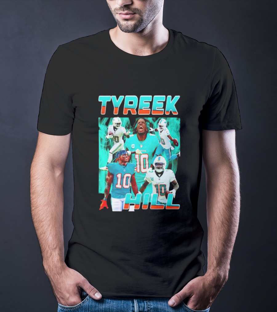 TYREEK HILL Picture Collage Miami Dolphins Football Images T-Shirt