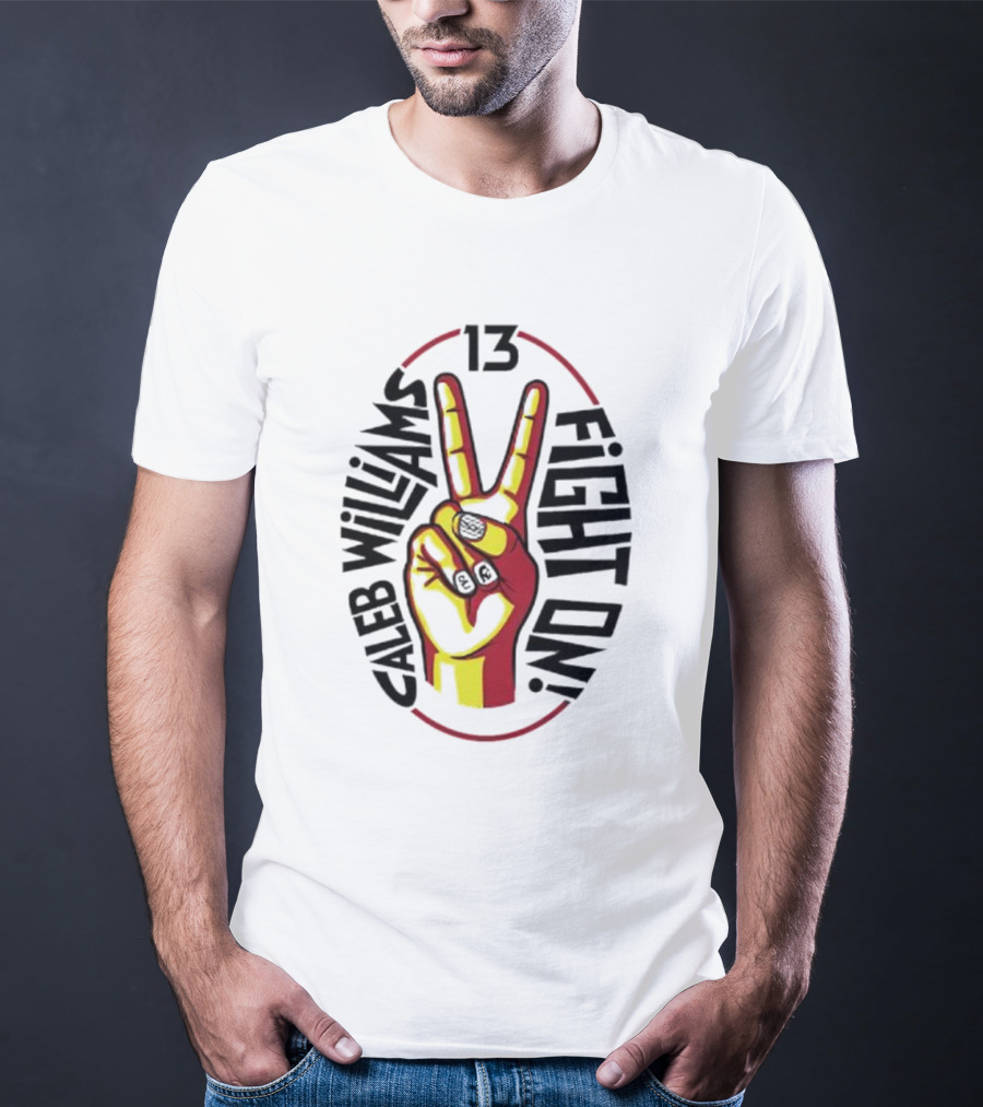 Caleb Williams 13 Fight On USC Trojans Peace Sign T-Shirt