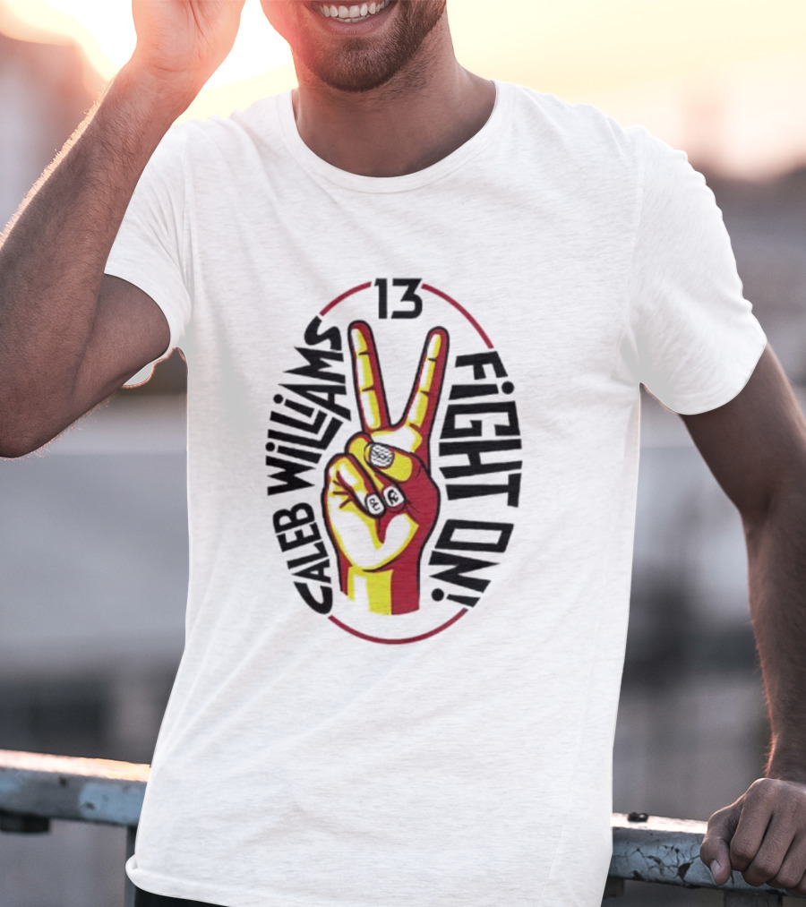 Caleb Williams 13 Fight On USC Trojans Peace Sign T-Shirt
