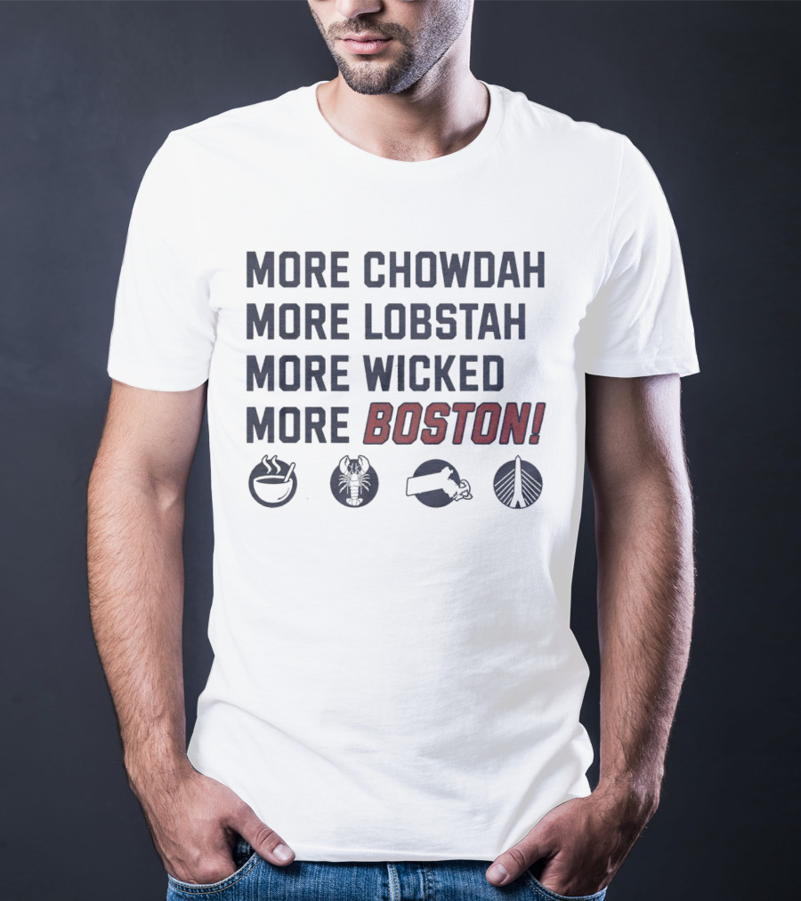 More Chowdah More Lobstah More Wicked More Boston Icons Bowl Lobster Hat Bridge T-Shirt